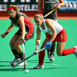 Lisa Wooding in action against Germany